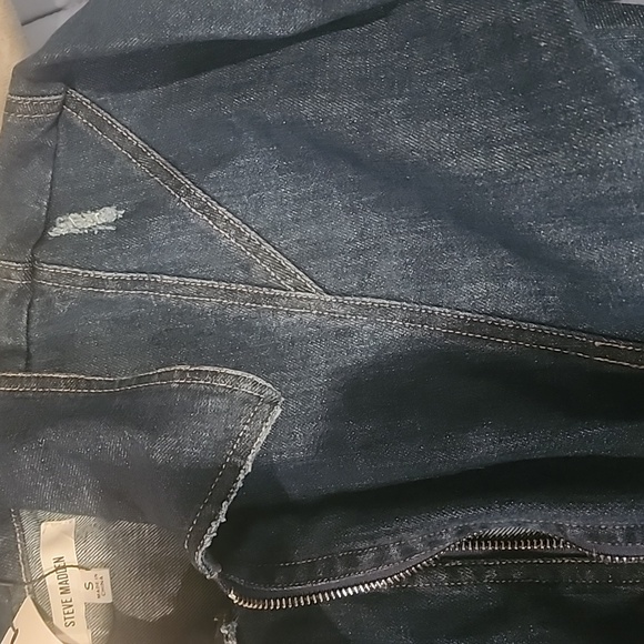 NWT Steve Madden "Nissa" Distressed Denim Smock-Waist Jumpsuit Size Small - Picture 10 of 16